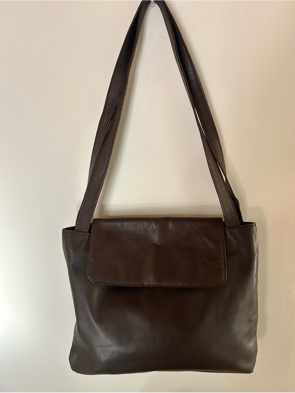 Genuine vintage Romano Di Paolo dark brown leather shoulder bag